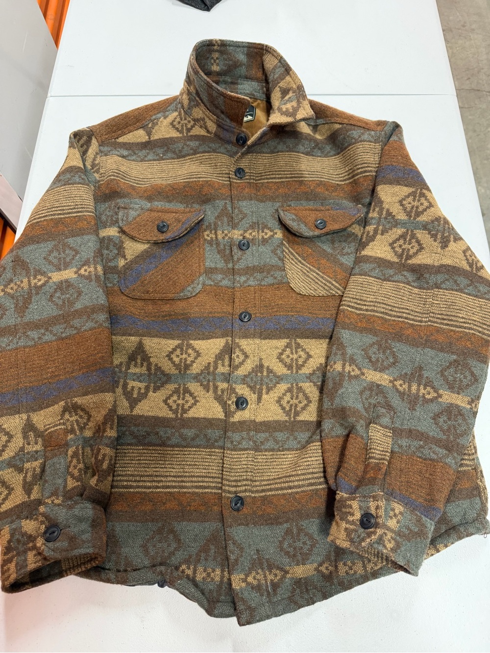 JACHS New York Men’s XL Southwestern Aztec Wool Blend Shacket Jacket Brown